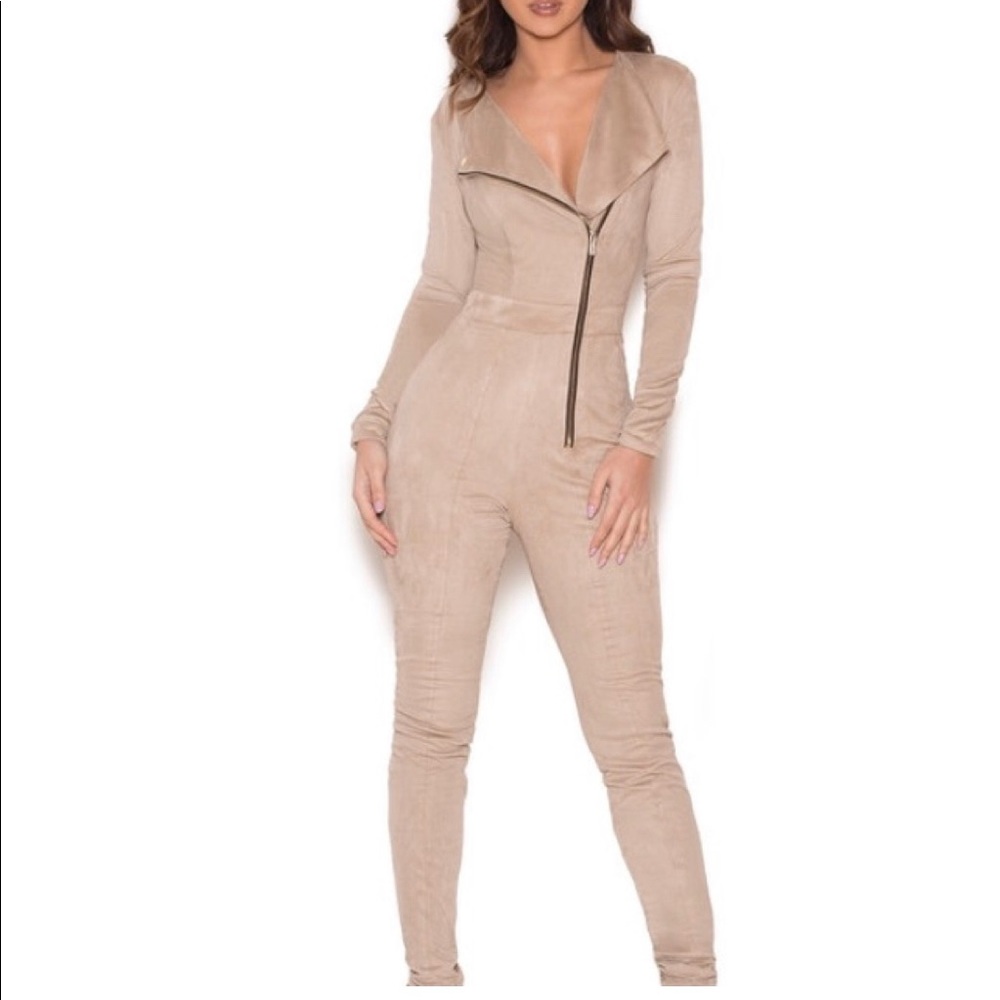 House of CB faux suede jumpsuit.